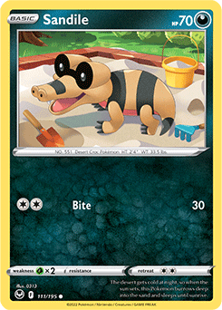 Common Pokémon card Sandile 111/195 from Silver Tempest expansion