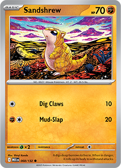 Common Pokémon card Sandshrew 68/132 from Mega Evolution expansion