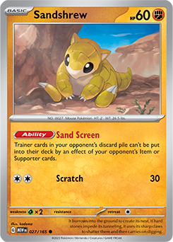 Common Pokémon card Sandshrew 27/165 from 151 expansion
