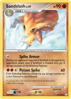 Uncommon Pokémon card Sandslash 61/123 from Mysterious Treasures expansion