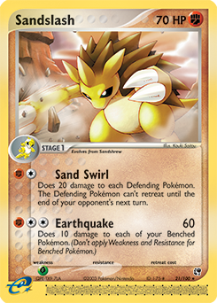Carte Pokémon Rare Sablaireau 21/100 de la série Ex Tempête de Sable
