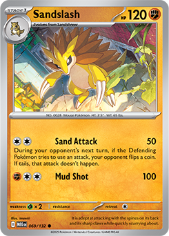 Common Pokémon card Sandslash 69/132 from Mega Evolution expansion