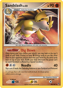 Rare Pokémon card Sandslash 42/147 from Supreme Victors expansion