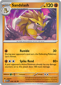 Sandslash 28/165 Pokémon card from 151 for sale at best price