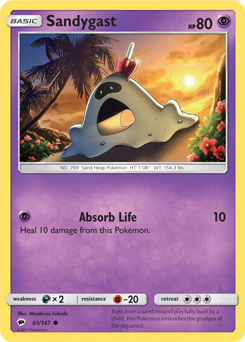Common Pokémon card Sandygast 61/147 from Burning Shadows expansion