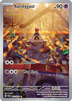Illustration rare Pokémon card Sandygast 214/193 from Paldea Evolved expansion