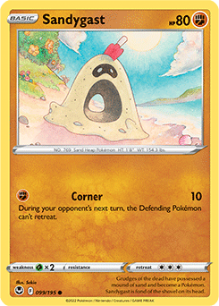 Common Pokémon card Sandygast 099/195 from Silver Tempest expansion