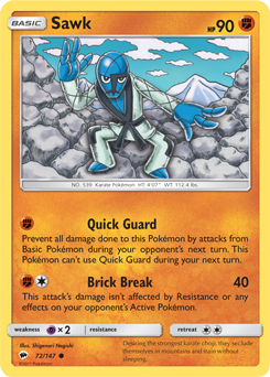 Sawk 72/147 Pokémon card from Burning Shadows for sale at best price