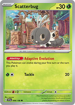 Common Pokémon card Scatterbug 008/198 from Scarlet & Violet expansion