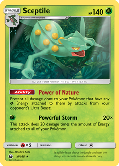 Rare Pokémon card Sceptile 10/168 from Celestial Storm expansion