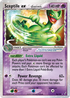 Pokémon ex Pokémon card Sceptile EX 96/100 from Ex Crystal Guardians expansion