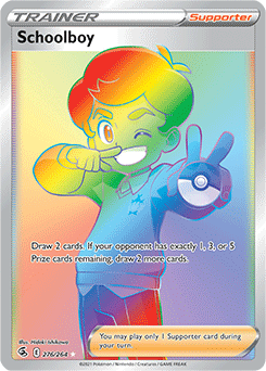 Rainbow Trainer Pokémon card Schoolboy 276/264 from Fusion Strike expansion