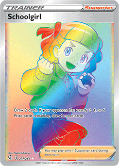 Rainbow Trainer Pokémon card Schoolgirl 277/264 from Fusion Strike expansion