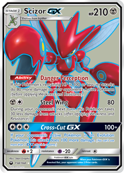 Full Art Pokémon Pokémon card Scizor GX 158/168 from Celestial Storm expansion
