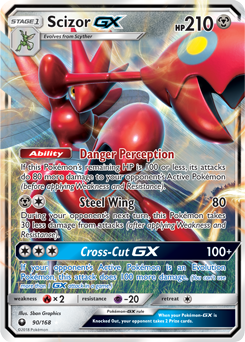 Pokémon GX Pokémon card Scizor GX 90/168 from Celestial Storm expansion