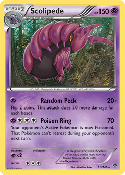 Rare Pokémon card Scolipede 53/146 from X&Y expansion