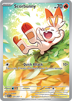 Carte Pokémon Illustration rare Flambino 225/217 de la série Héros Transcendants