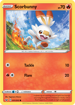 Common Pokémon card Scorbunny 31/202 from Sword & Shield expansion