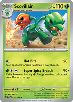 Uncommon Pokémon card Scovillain 029/198 from Scarlet & Violet expansion
