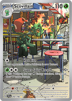 Illustration rare Pokémon card Scovillain 202/198 from Scarlet & Violet expansion