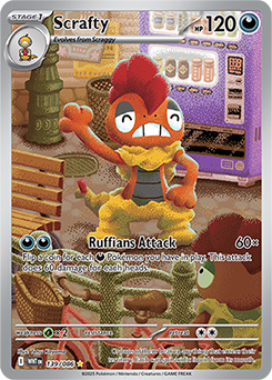 Illustration rare Pokémon card Scrafty 139/86 from White Flare expansion