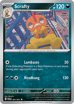 Scrafty 61/91 Pokémon card from Paldean fates for sale at best price