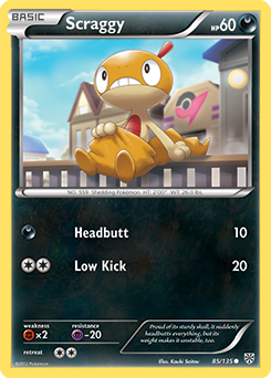 Common Pokémon card Scraggy 85/135 from Plasma Storm expansion