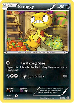 Promo Pokémon card Scraggy BW25 from Back & White Promos expansion