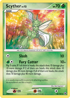 Uncommon Pokémon card Scyther 46/100 from Majestic Dawn expansion
