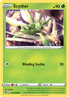 Common Pokémon card Scyther 004/189 from Astral Radiance expansion