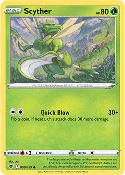 Common Pokémon card Scyther 005/189 from Astral Radiance expansion