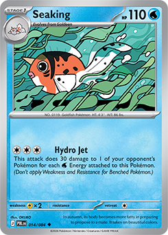 Uncommon Pokémon card Seaking 14/84 from Pitch Black expansion