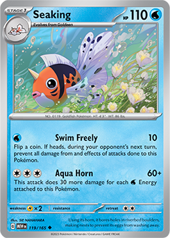 Uncommon Pokémon card Seaking 119/165 from 151 expansion