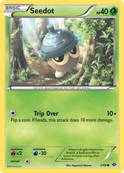 Common Pokémon card Seedot 2/99 from Next Destinies expansion