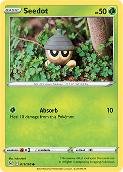 Common Pokémon card Seedot 011/196 from Lost Origin expansion