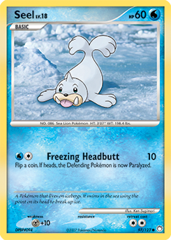 Common Pokémon card Seel 97/123 from Mysterious Treasures expansion