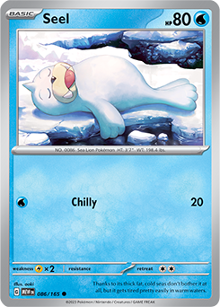 Seel 86/165 Pokémon card from 151 for sale at best price