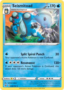 Seismitoad 46/192 Pokémon card from Rebel Clash for sale at best price