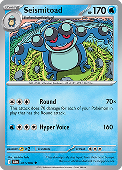 Uncommon Pokémon card Seismitoad 21/86 from Black Bolt expansion