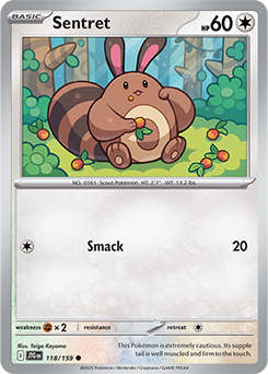 Common Pokémon card Sentret 118/159 from Journey Together expansion