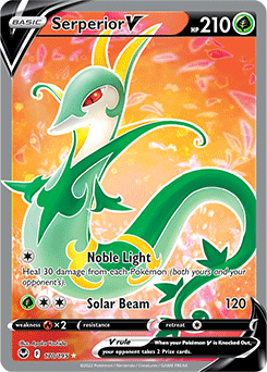 Full Art V Pokémon card Serperior V 170/195 from Silver Tempest expansion