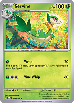 Common Pokémon card Servine 2/86 from Black Bolt expansion