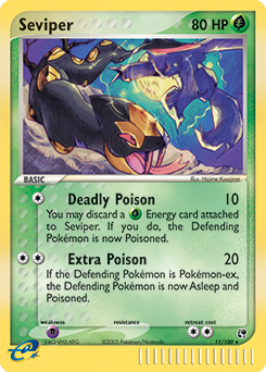 Carte Pokémon Holographique Rare Seviper 11/100 de la série Ex Tempête de Sable