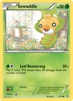 Common Pokémon card Sewaddle 1/101 from Noble Victories expansion