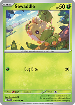 Common Pokémon card Sewaddle 1/86 from White Flare expansion