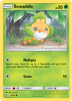 Common Pokémon card Sewaddle 6/236 from Unified Minds expansion