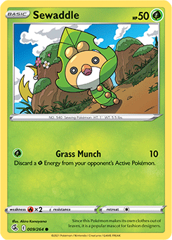 Common Pokémon card Sewaddle 9/264 from Fusion Strike expansion