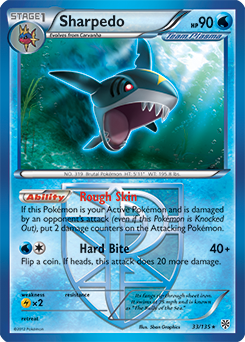 Rare Pokémon card Sharpedo 33/135 from Plasma Storm expansion