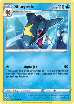Uncommon Pokémon card Sharpedo 012/073 from Champion s Path expansion