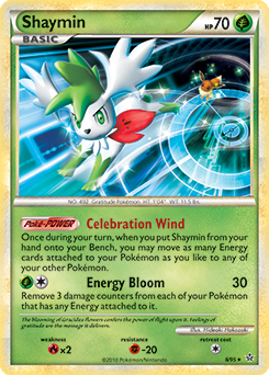Rare holo Pokémon card Shaymin 8/95 from Unleashed expansion